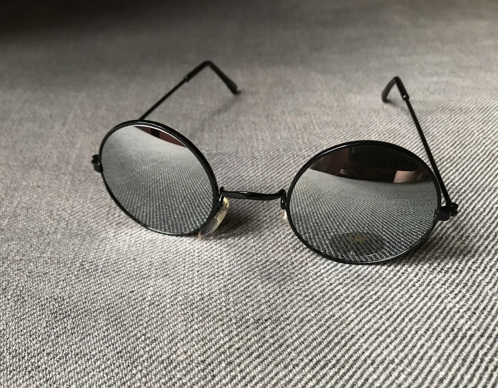 Okulary przeciwsłoneczne lenonki czarne lustrzanki nowe z filtrem uv