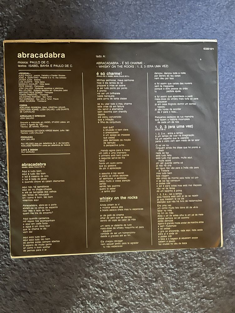 Paulo de Carvalho- abracadabra LP otimo estado