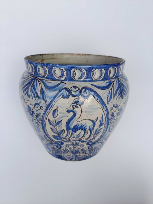 Vaso Cachepot Faiança Portuguesa St’ Anna Séc XVIII 24 cm