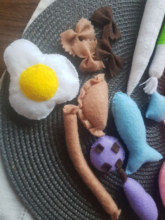 Zestaw jedzenie z filcu montessori dzieci kuchnia sklep gotowanie