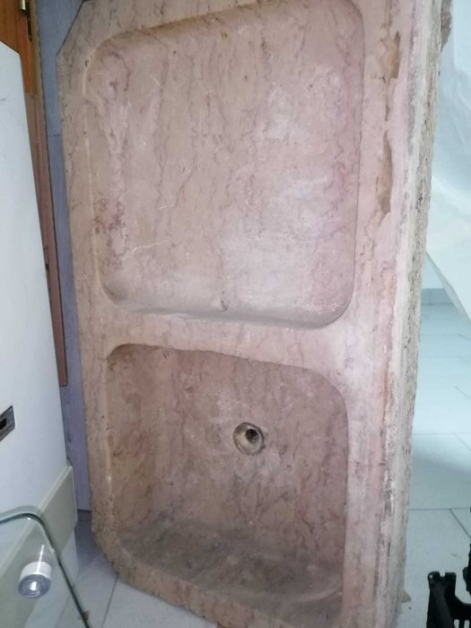 Lava-Loiças rústico em pedra Lioz e mármore - Vintage