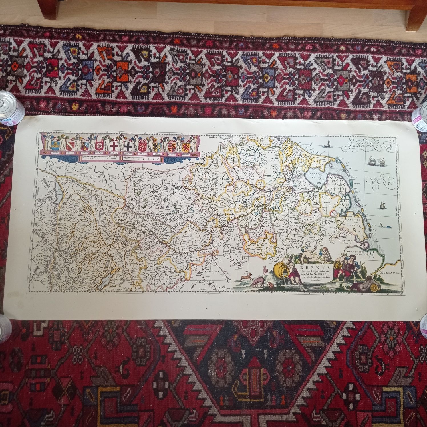 Mapa reprint rzeka Ren 1991 r. wersja w łacinie