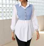 Blusa branca e azul