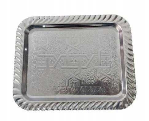 Taca Dekoracyjna srebrna Mała 22x18 Zdobiona Home Accents Glamour