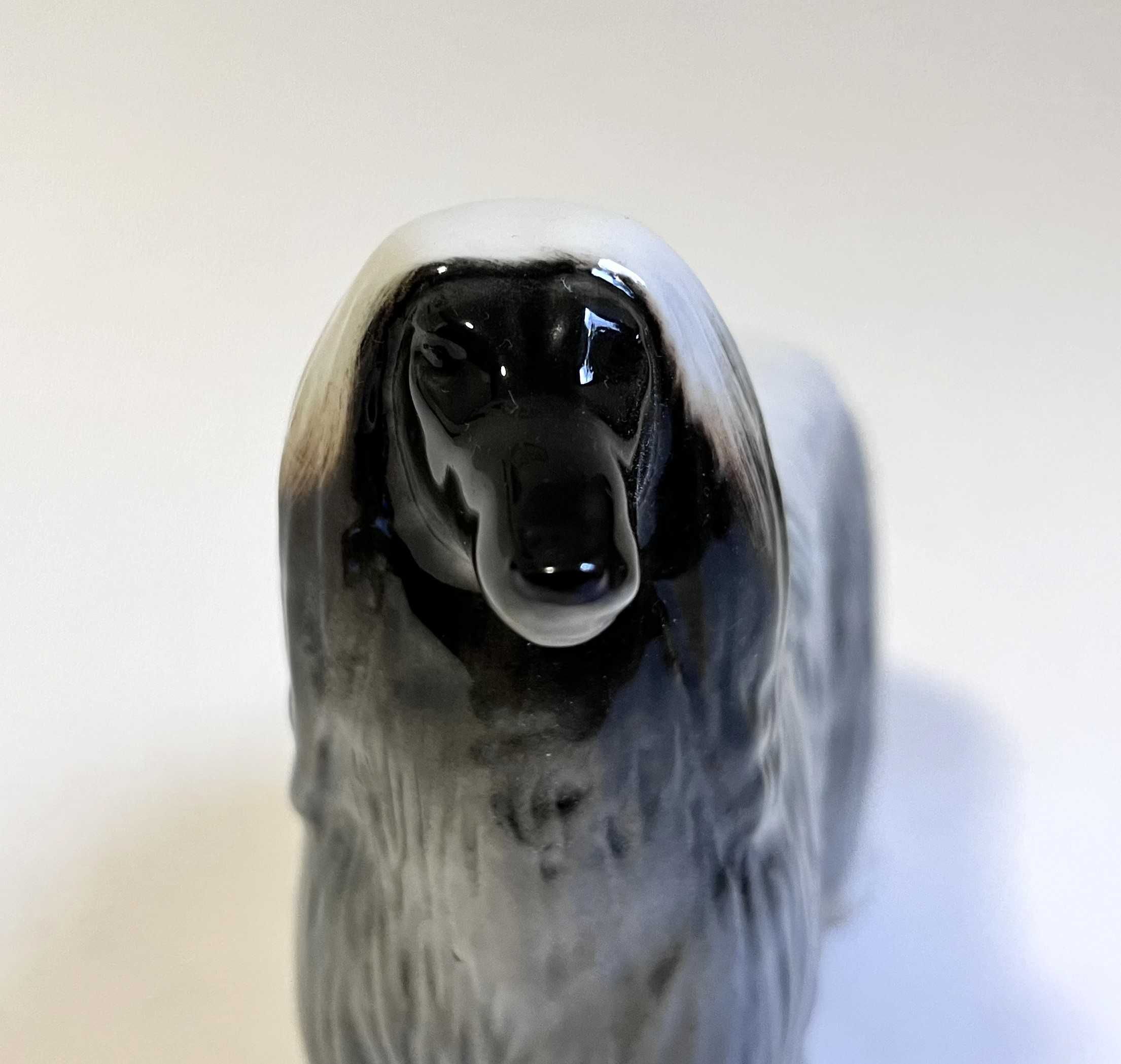 Figurka pies rasy Chart Afgański- porcelana Łomonosow szary