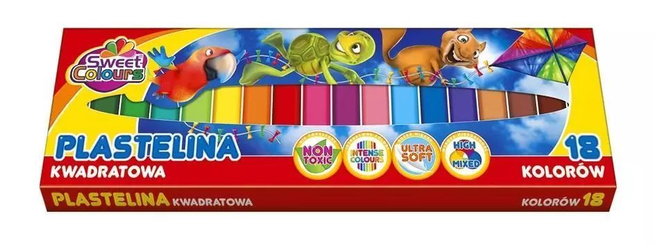 Plastelina kwadratowa 18 kolorów. Sweet colours