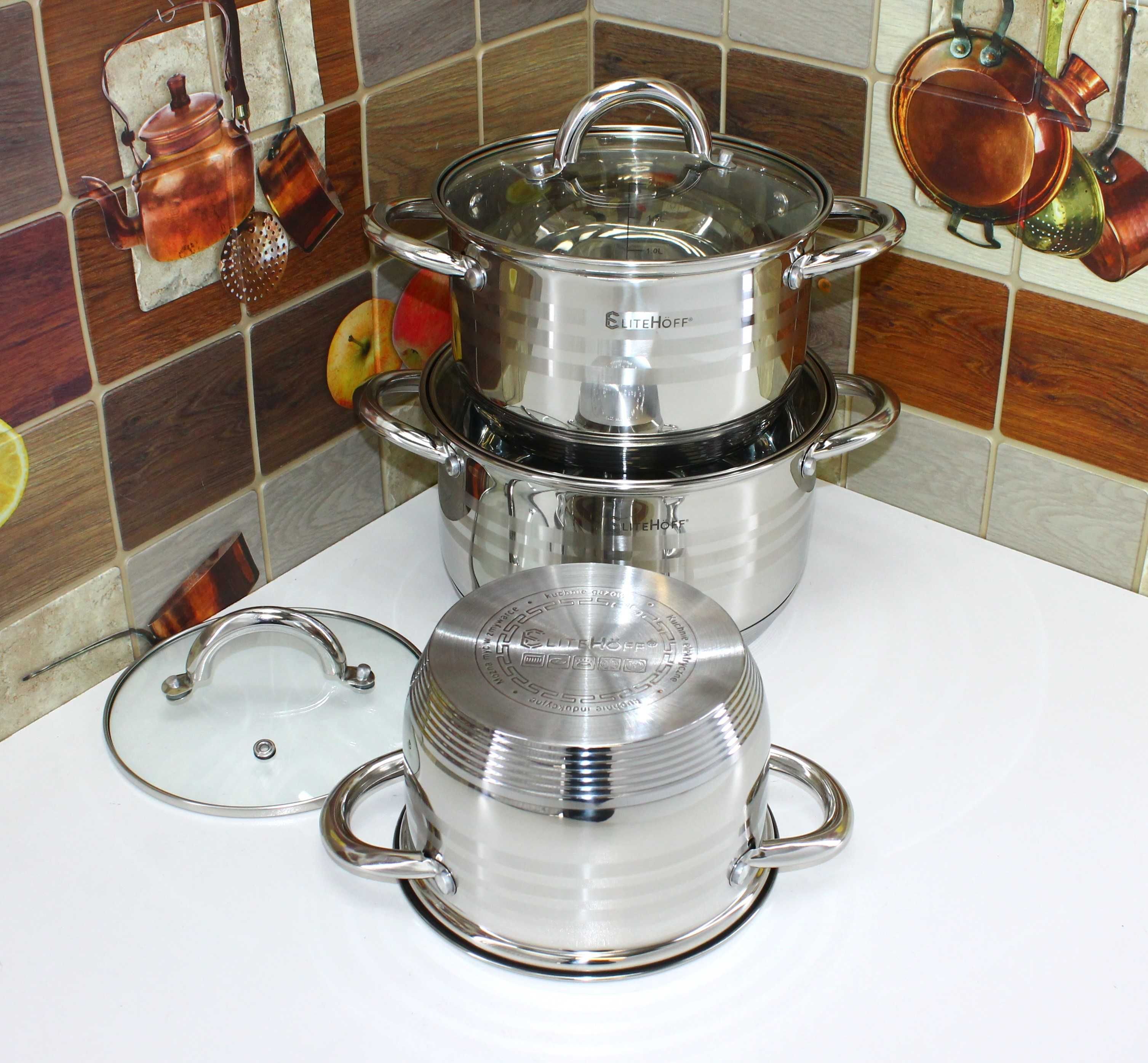 Garnki Kuchenne do Indukcji EliteHoff Gastro E-4303 (6 elementów)