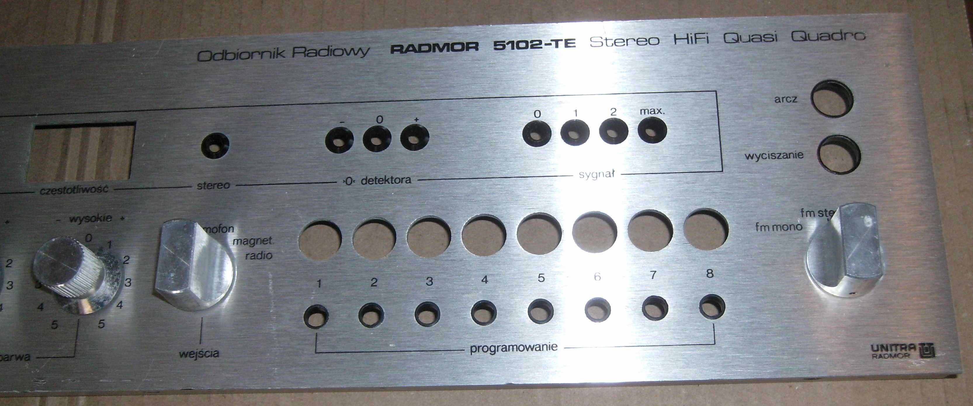 Radmor  5102 T/TE gałki - komplet , płyta przednia - srebrna