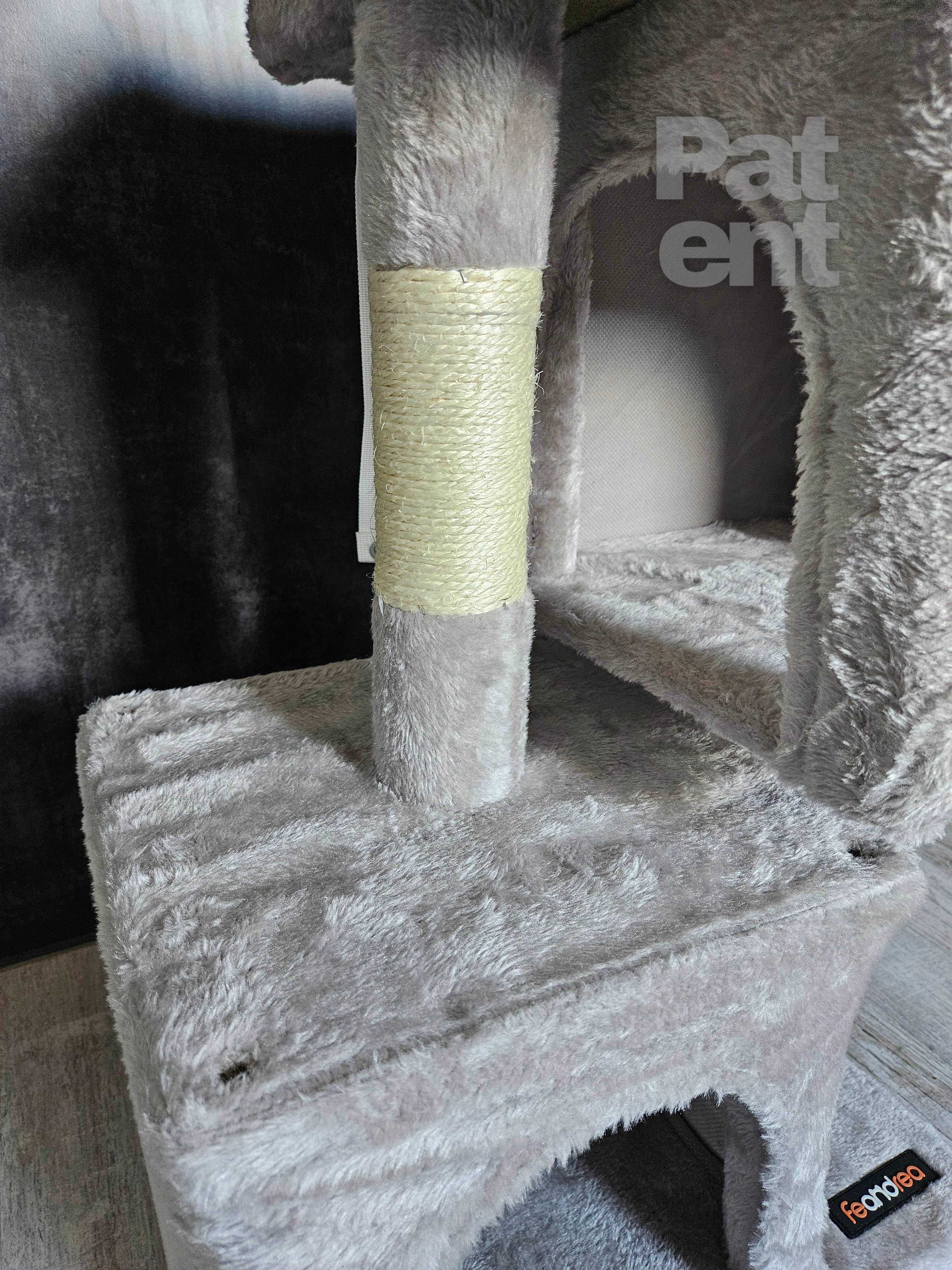 Drapak dla kota kompaktowy 67 cm szary domek słupek legowisko