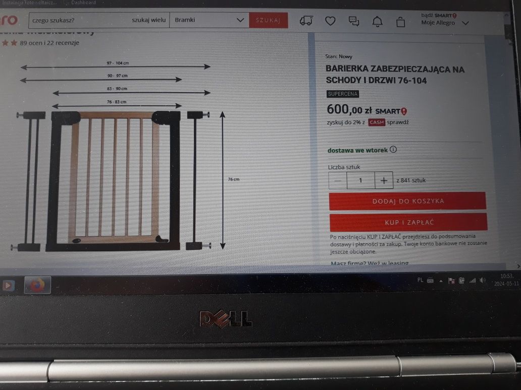 Barierka na schody rozporowa