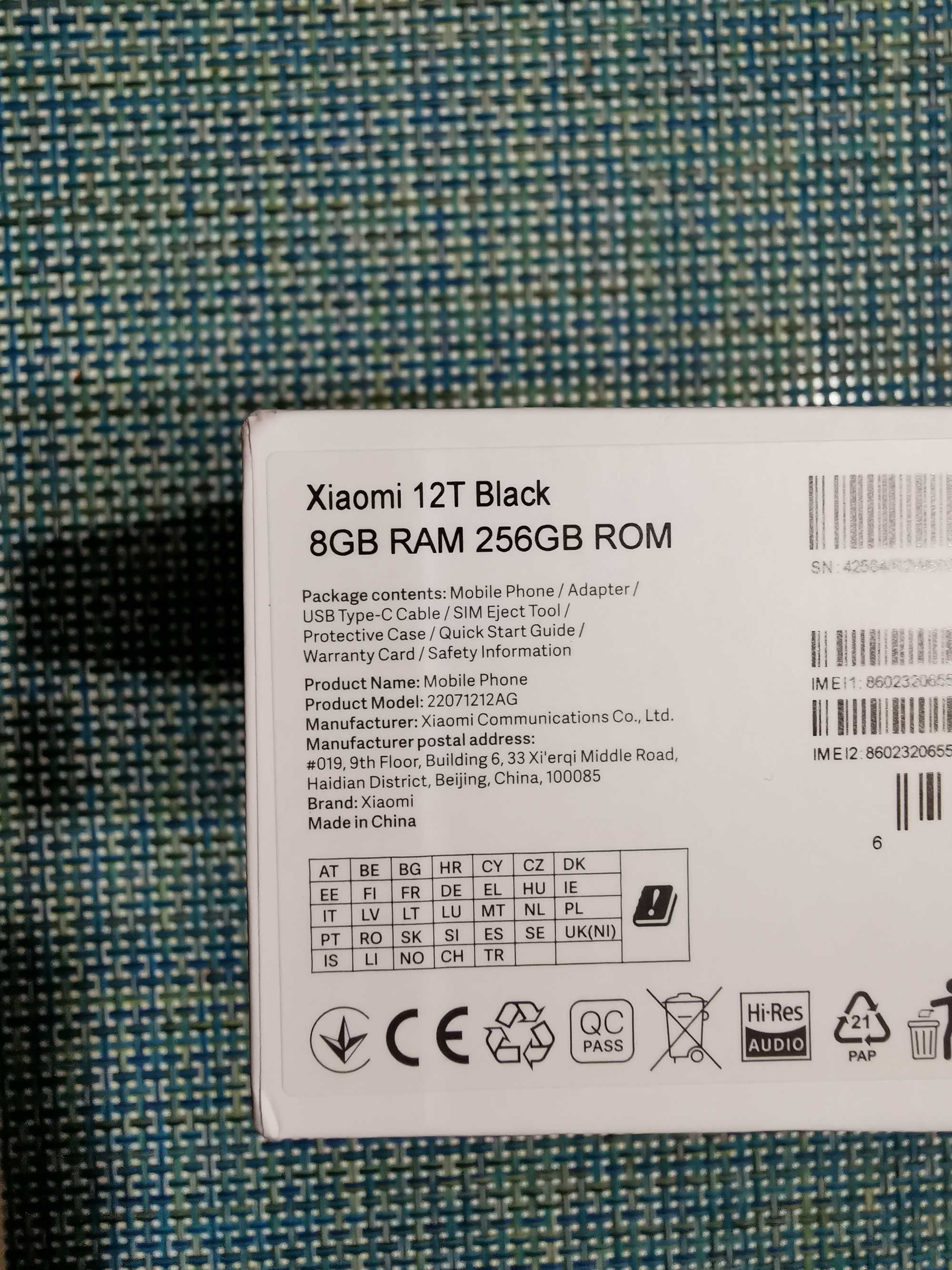 XIAOMI 12T 8/256 GB Black