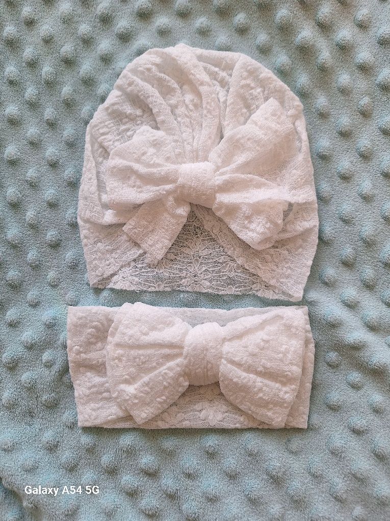 Zestaw czapka I opaska turban r.44