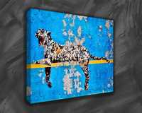 Картина на холсте с голубым леопардовым принтом Бэнкси Новая