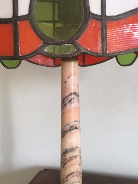 LAMPA STOJĄCA WITRAŻ na kamiennej nodze/ marmur Lampa TIFFANY