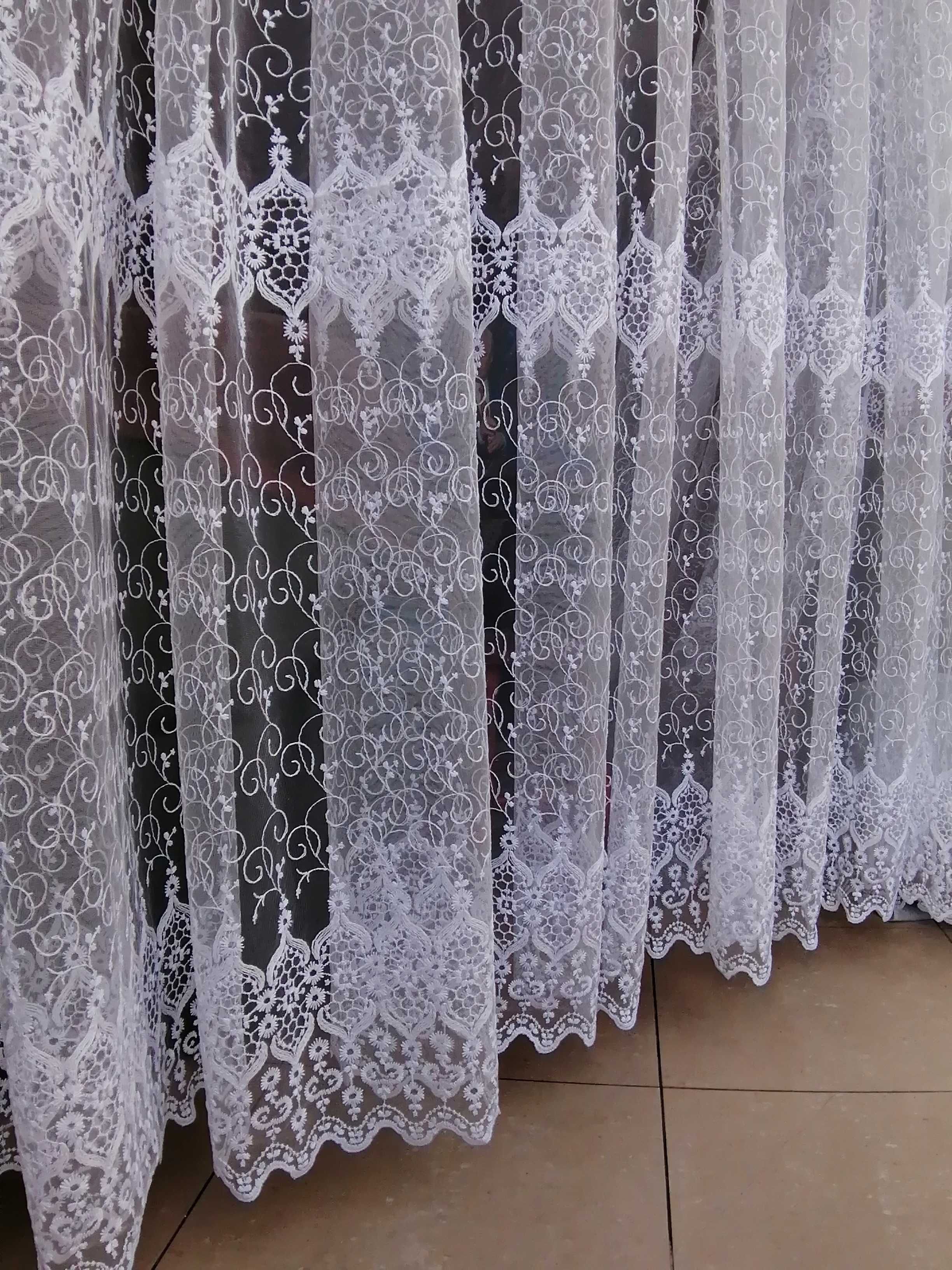 firanka z metra ORNAMENT wys 280 cm BIALA,haft,turecka