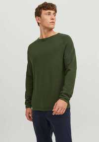 Jack&Jones sweter ciemnozielony jjhillknit xl