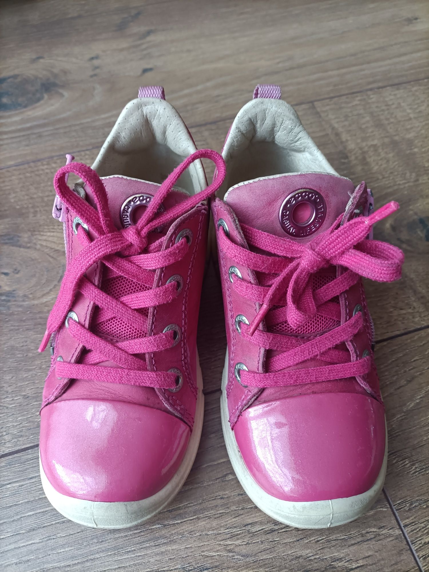 Buty skórzane Ecco, różowe, rozmiar 25, na suwak