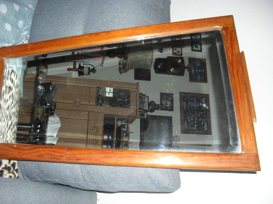 lustro w drewnianej kryształowe ramie z prl