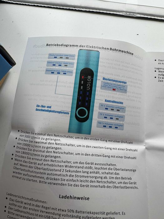 Wiertarka elektryczna 3-biegowa akumulatorowa z 10 wiertłami