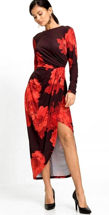 NOWA zjawiskowa suknia maxi z różami r. 44/46