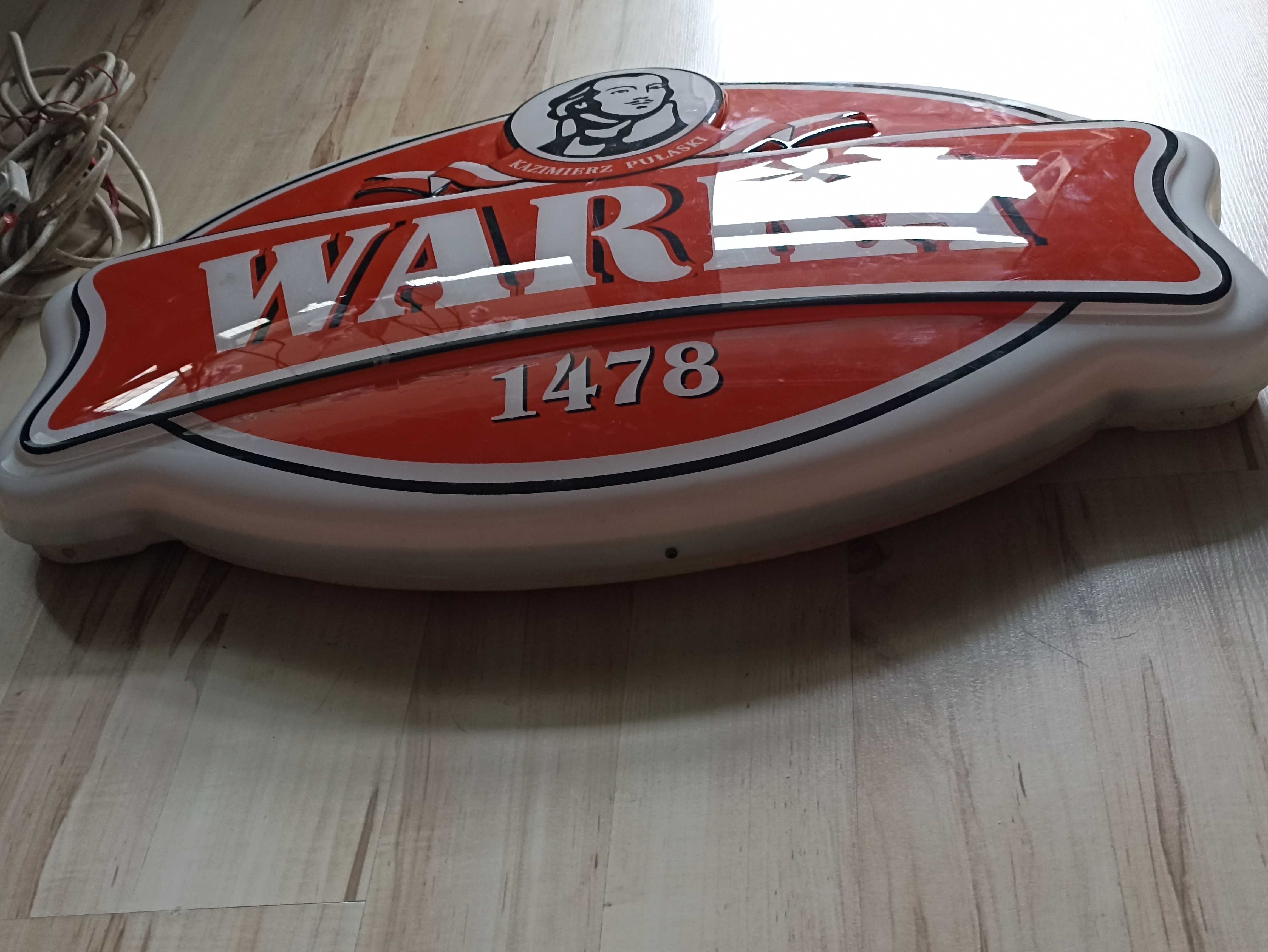 Podświetlany szyld reklamowy, plafon z lat 90, browar Warka.