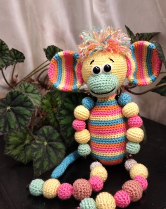 Обезьянка. Слон и Слонёнок. (в'язані іграшки)