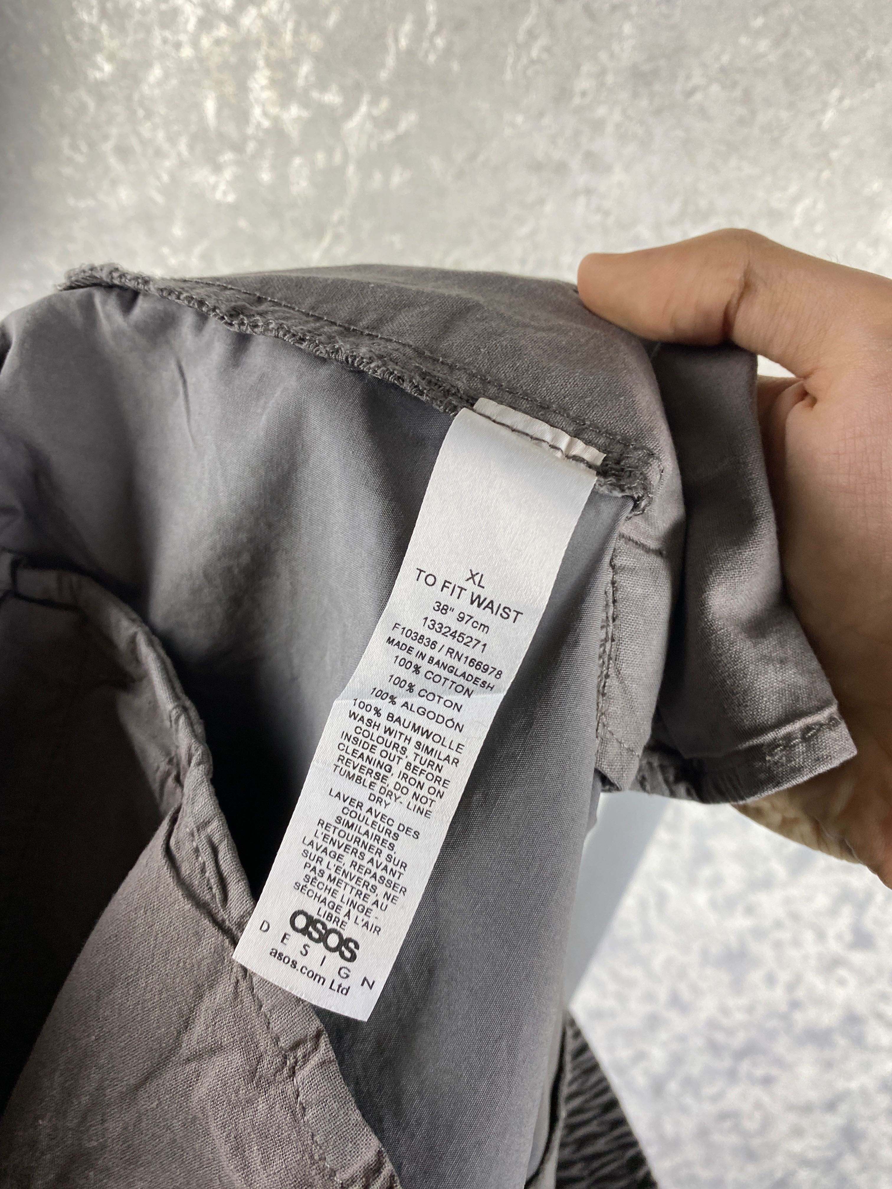 Мужские серые коттон штаны/джоггеры ASOS XL