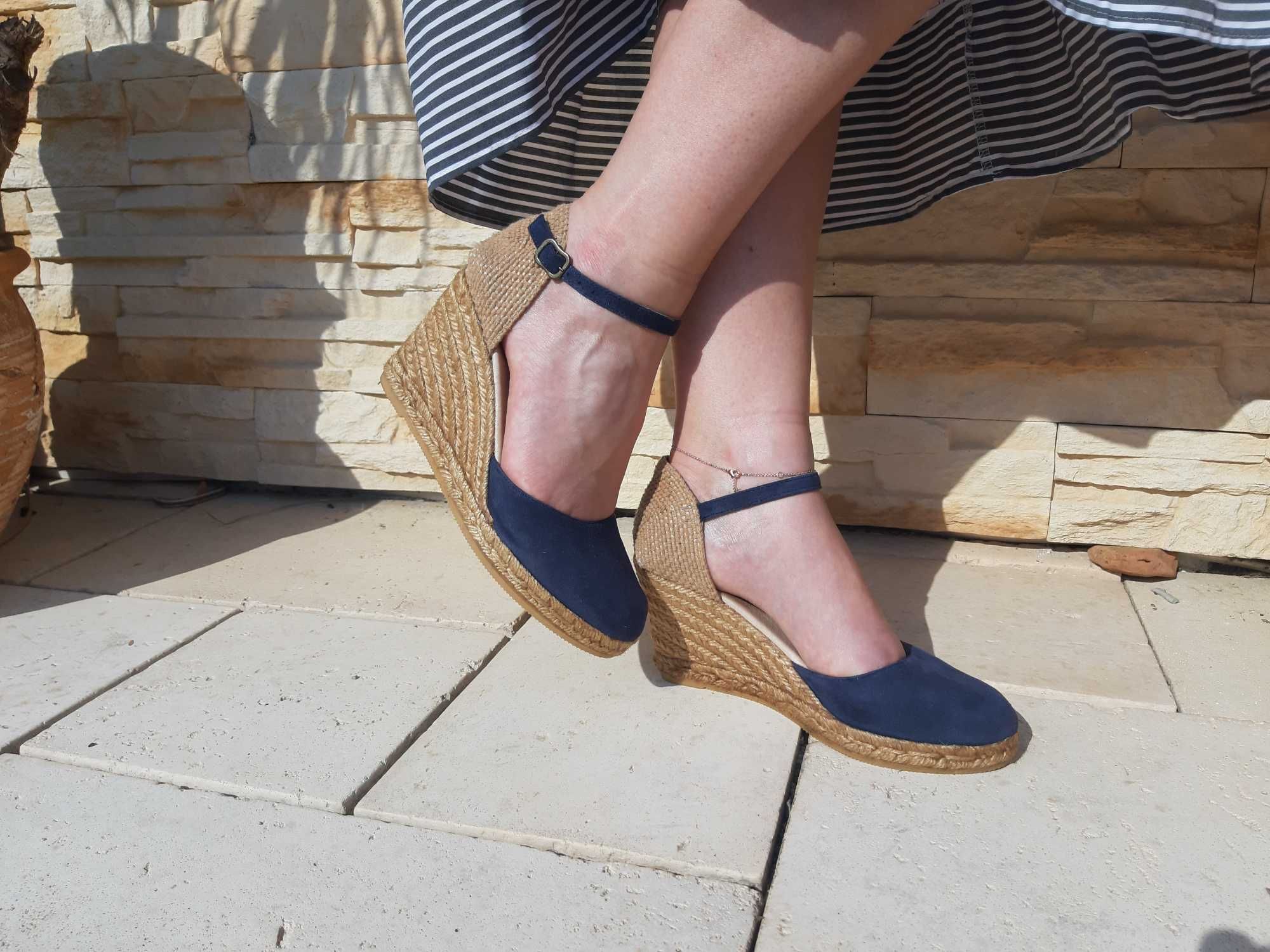 Hiszpańskie espadryle na koturnie handmade