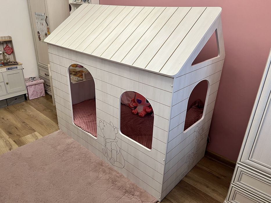 Łóżko dziecięce domek + PRZEŚCIERADŁO, 2x POSZEWKI