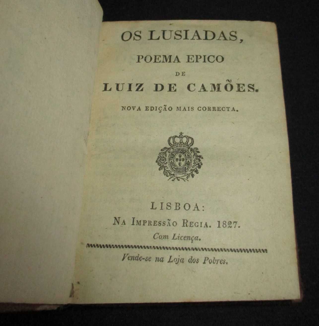 Livro Os Lusíadas Poema Épico Camões Impressão Régia 1827