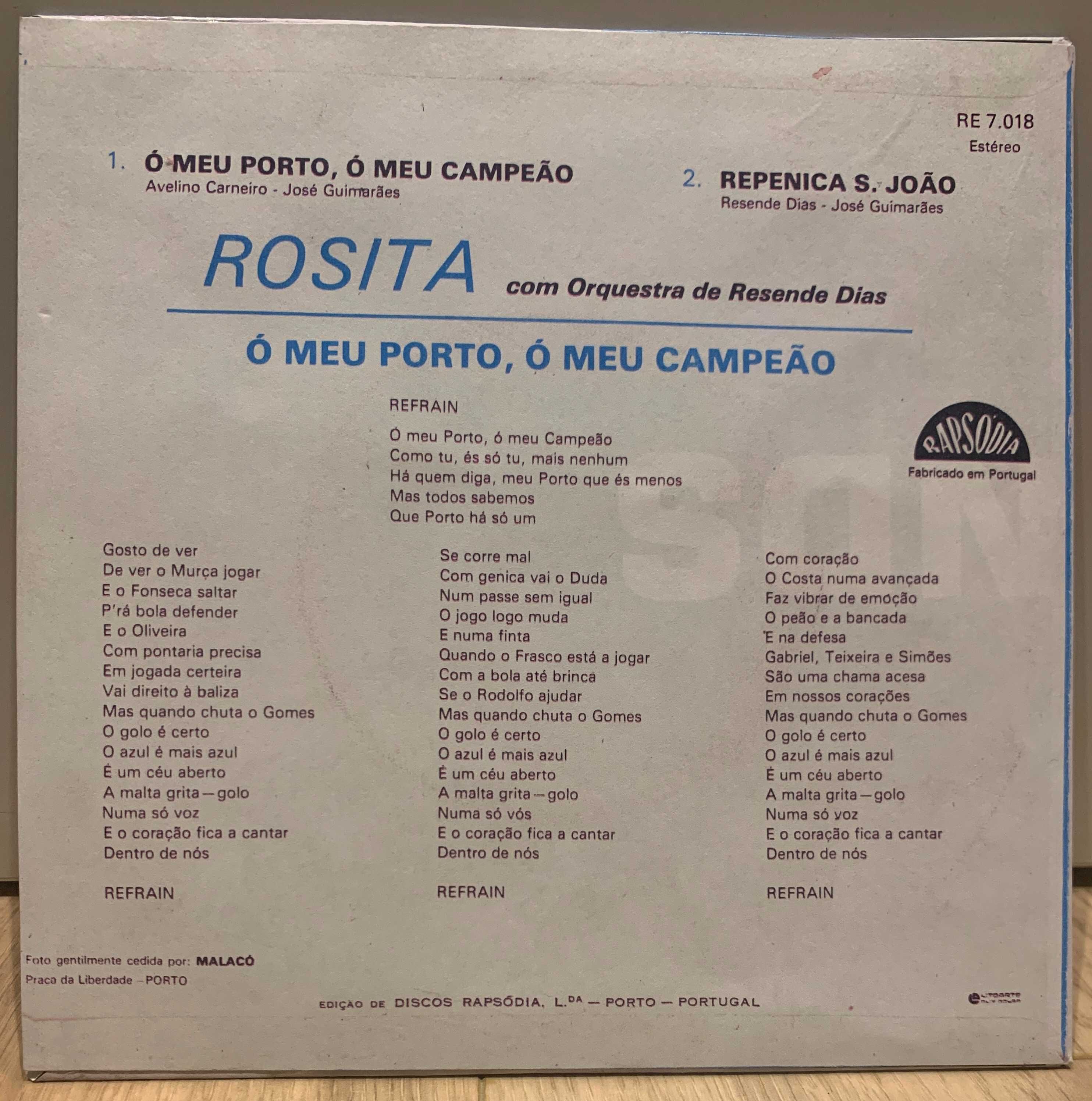 2 discos vinil single 45 rpm FC Porto Rosita Campeões