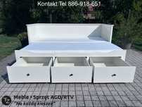 IKEA HEMNES Łóżko Leżanka z 3 szufladami, 2 materace, białe Transport