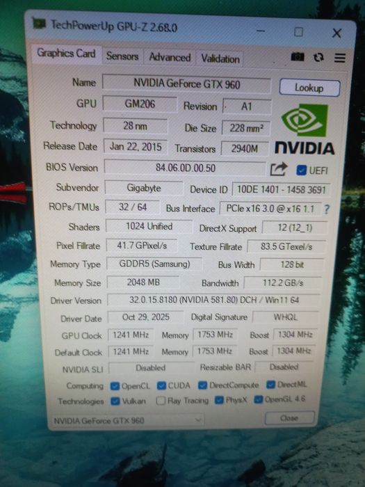 GTX 960 Gigabyte G1 Gaming 2GB —