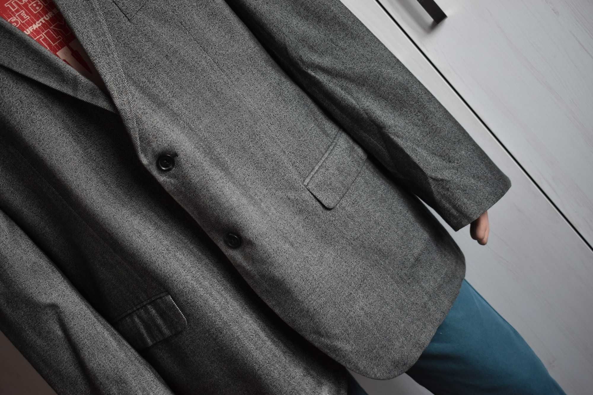 Marynarka XL XXL w jodełkę elegancka blazer Montego jodełka wizytowa
