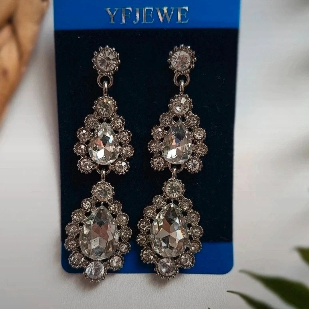 Kolczyki ślub wesele Glamour ślubne kryształy diamenty długie wiszące
