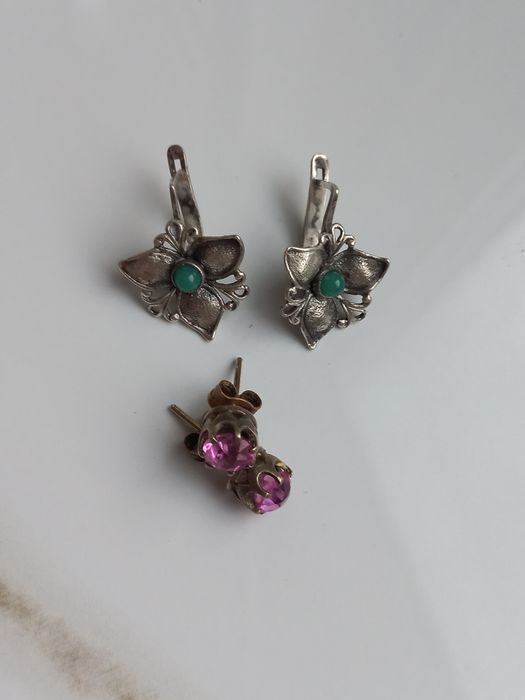 Серьги серебро 875проба звезда