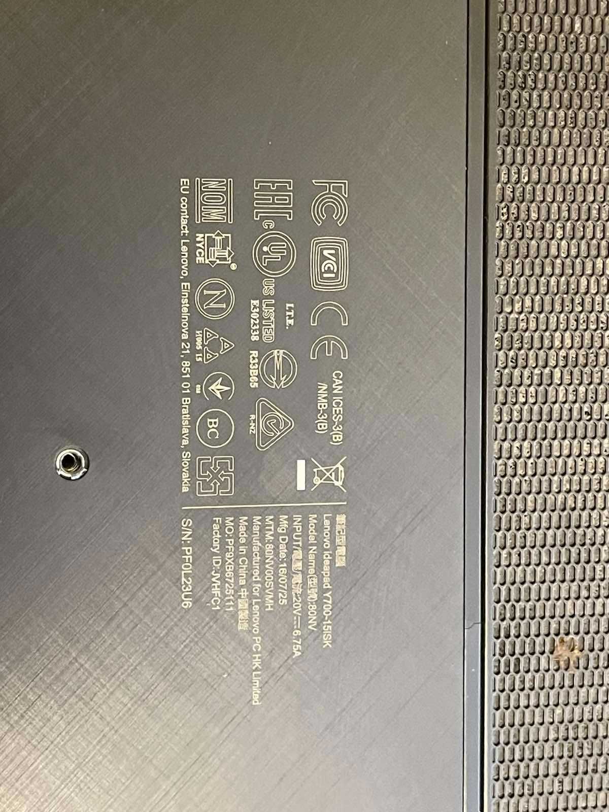 Lenovo y700-15isk на запчастини розборка