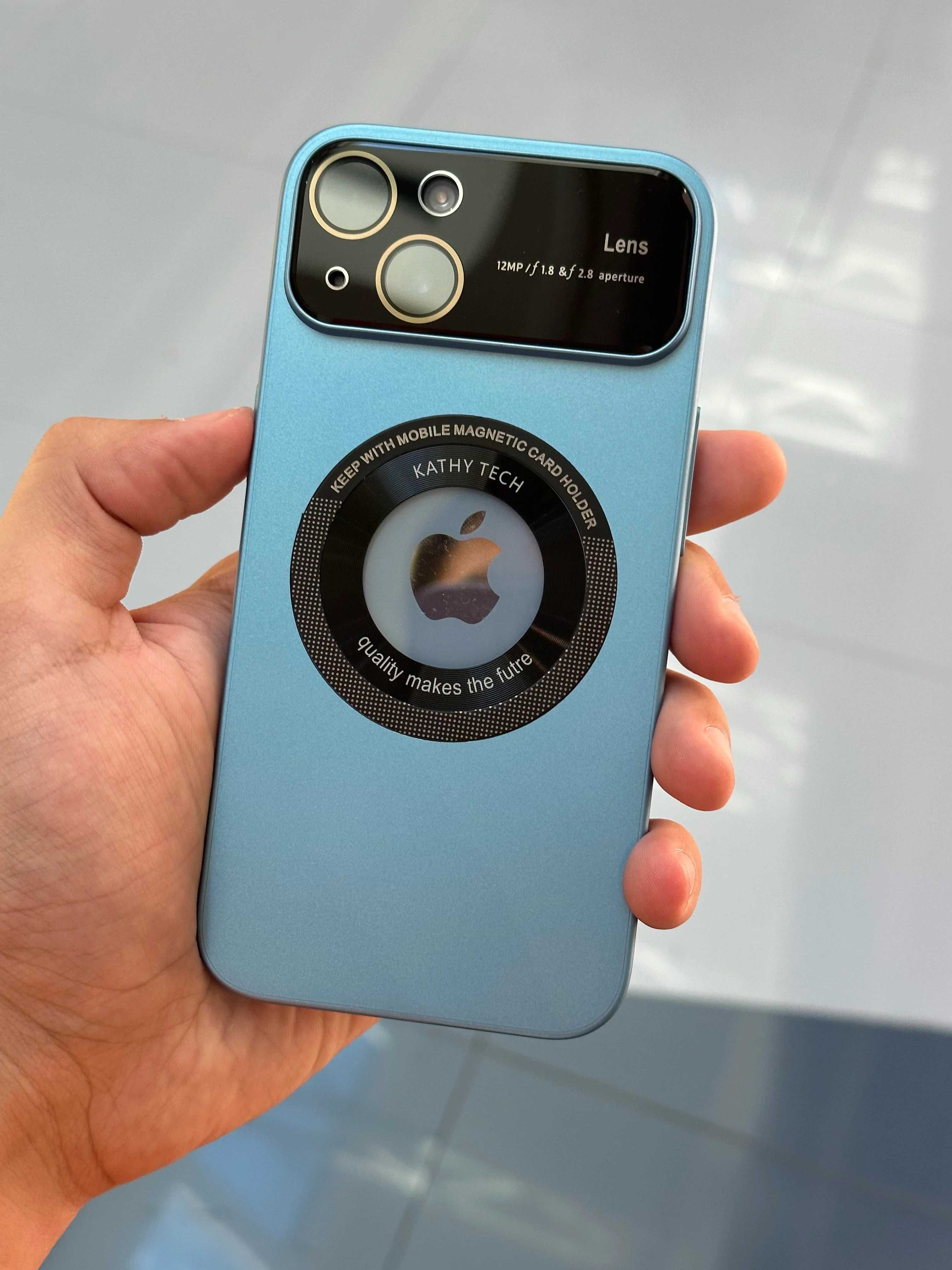 LOKASS etui MagSafe do iPhone 13 iPhone 14 osłona obiektywu niebieskie