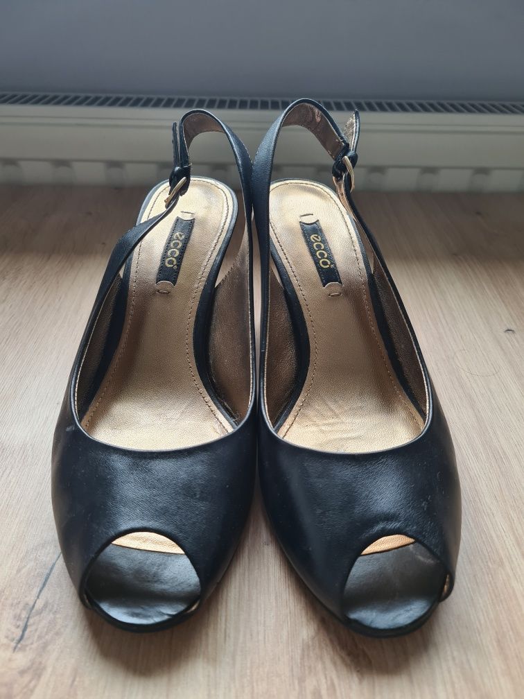 Buty czółenka Ecco 38 peep-toe slingback