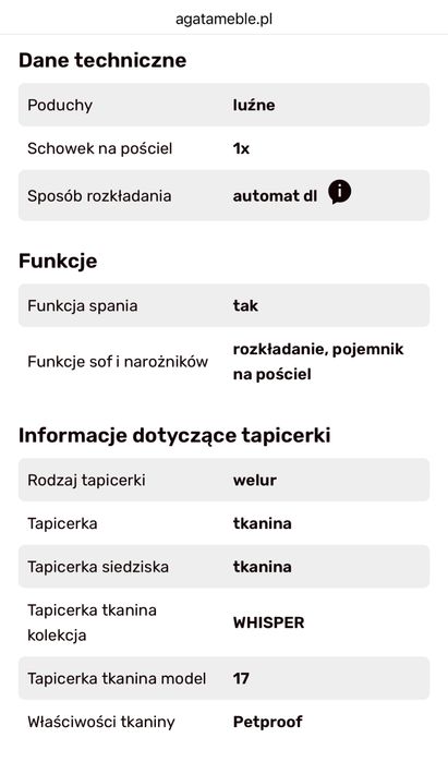 Sofa rozkladana szara Agata meble
