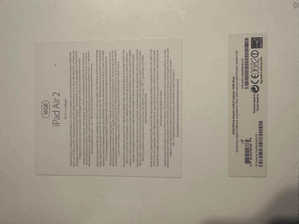 Tablet iPad air 2 wi-fi + cellular 16 GB Silver A1567