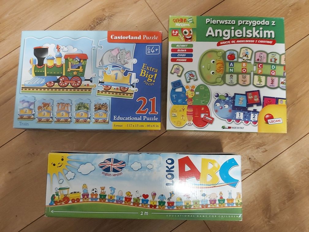Zestaw 3x Puzzle edukacyjne jezyk angielski