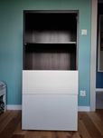 Ikea Besta witryna + szafka pod RTV+ białe szkło na szafki