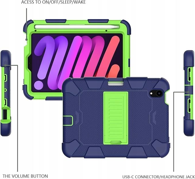 Etui Case Obudowa Do iPad Mini 6/2021, 8,3 Granatowy + Zielony