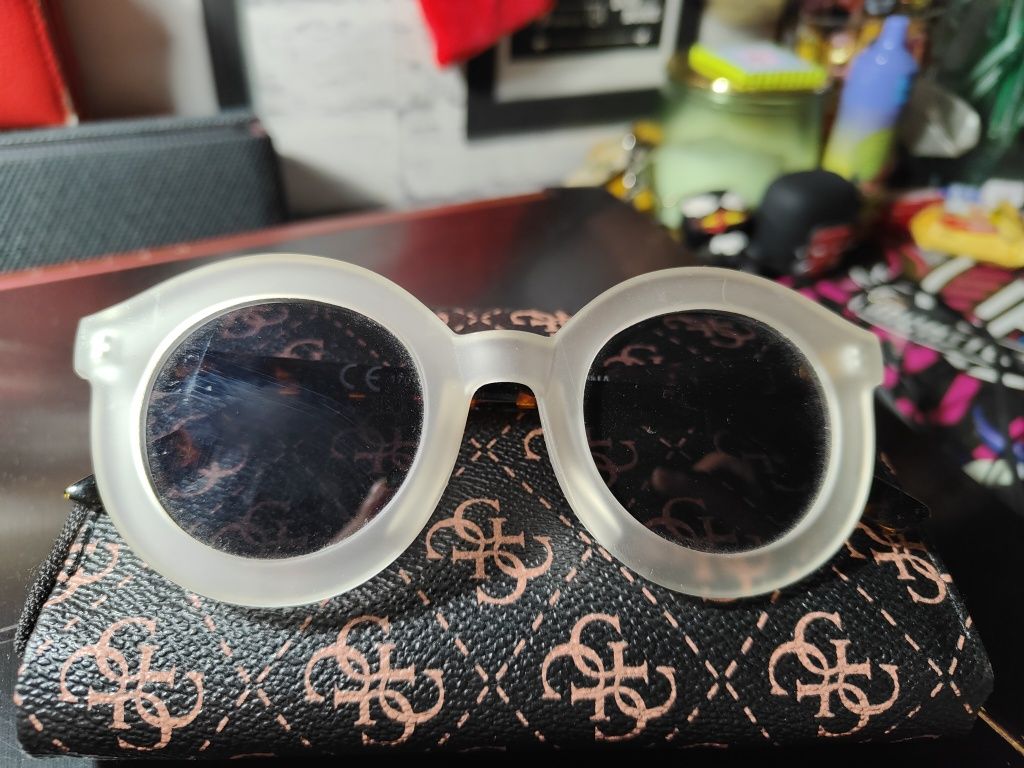 Okulary przeciwsłoneczne białe z panterką