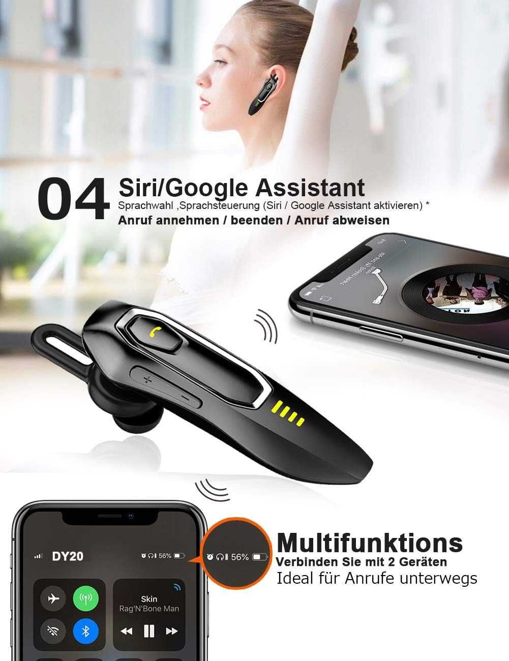 Micool Zestaw słuchawkowy Bluetooth do telefonu komórkowego V5.0