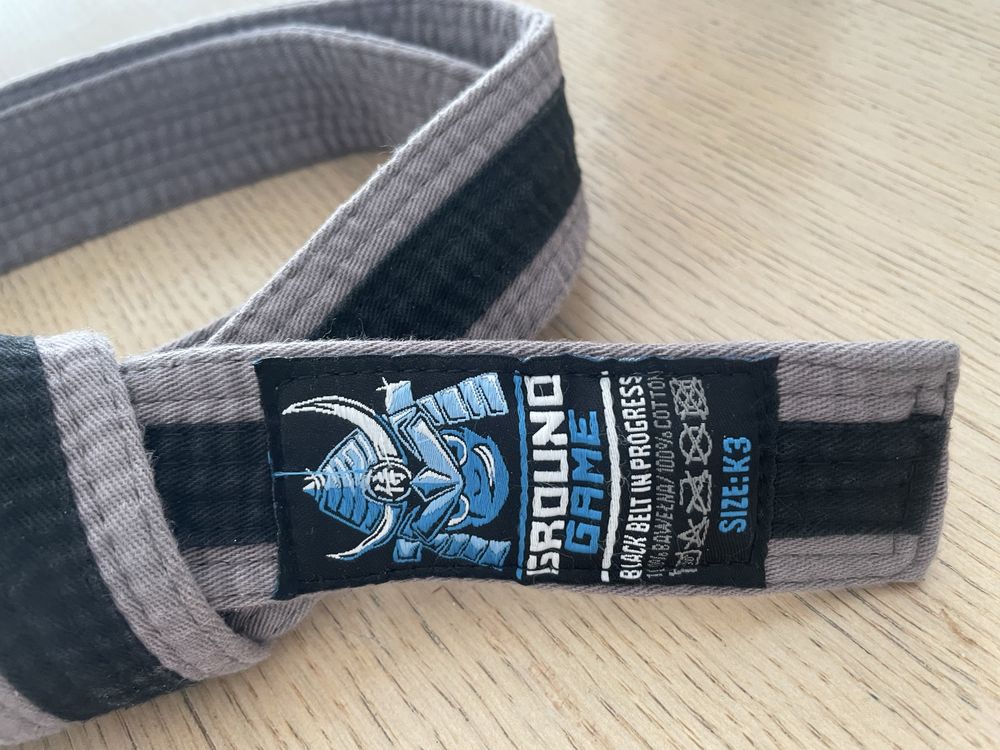Pas BJJ Jiu Jitsu Ground game K3 - dzieci - szary szaro czarny