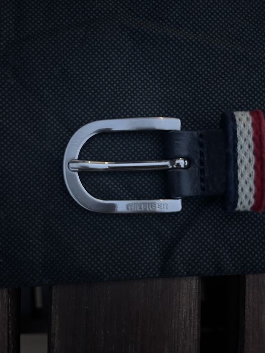 Tommy Hilfiger skórzany pasek r. 85 granat