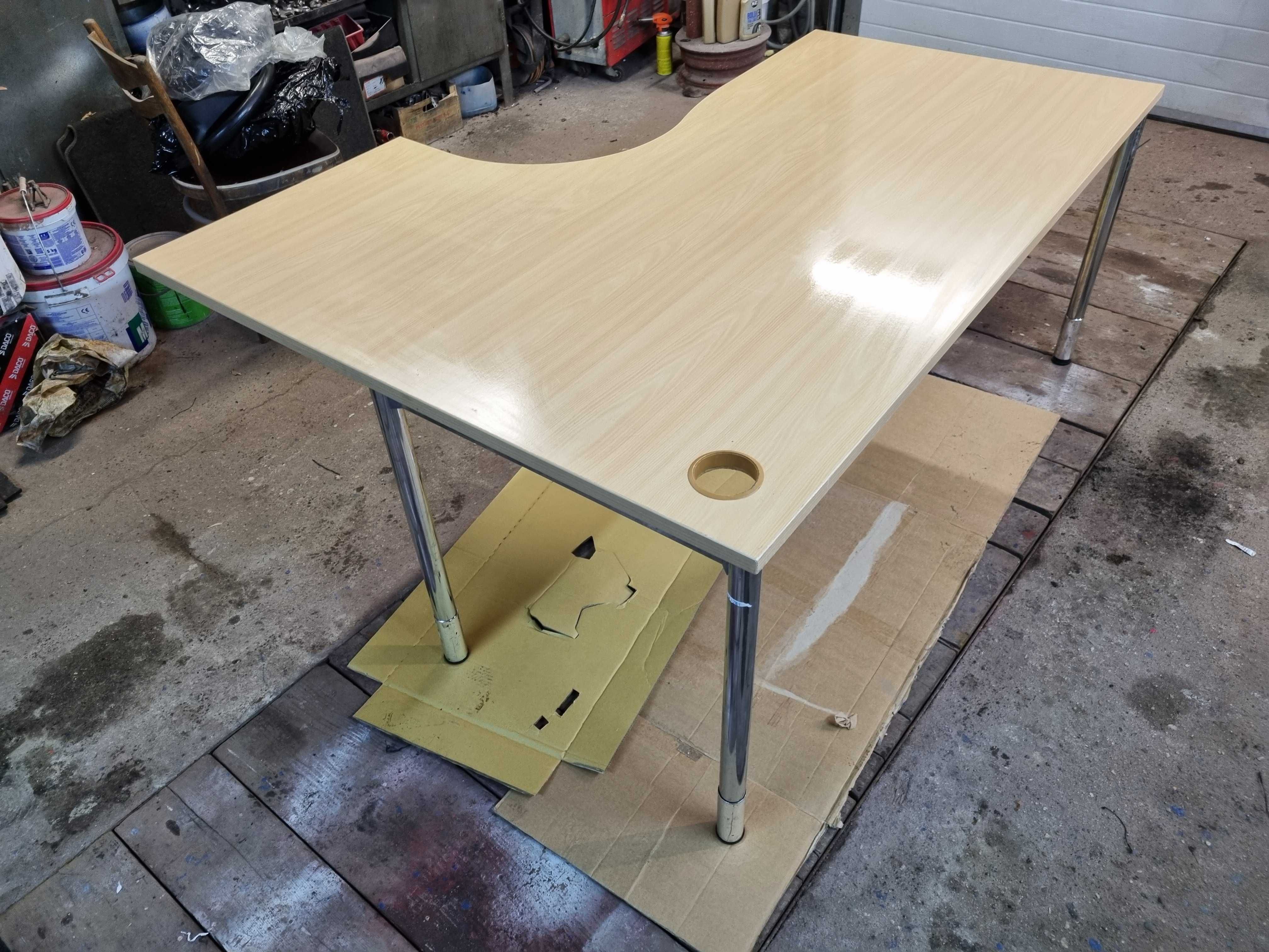 Stół, biurko narożne, duże, regulowane, metalowy stelaż