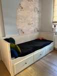 Łóżko białe ikea hemness komplet Materace leżanka łoże